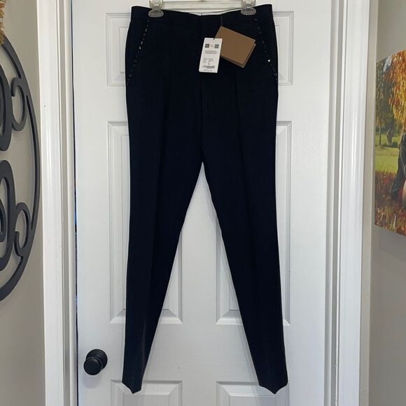 Burberry Black Classic Embellished Mohair Blend Trousers - Picture 1 of 11